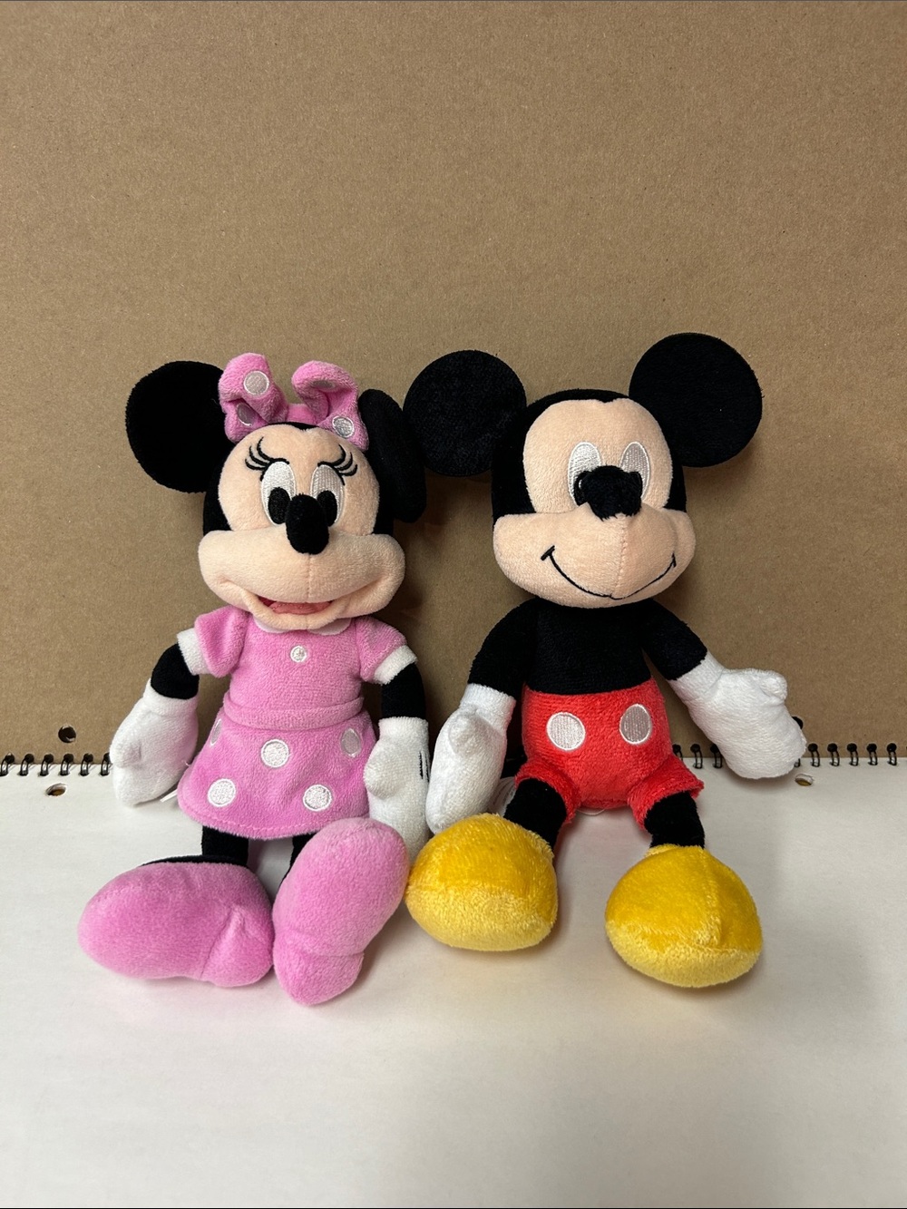 Disney Minnie Mouse and Mickey Plush Pair - Pink, Red, Yellow, Black, White